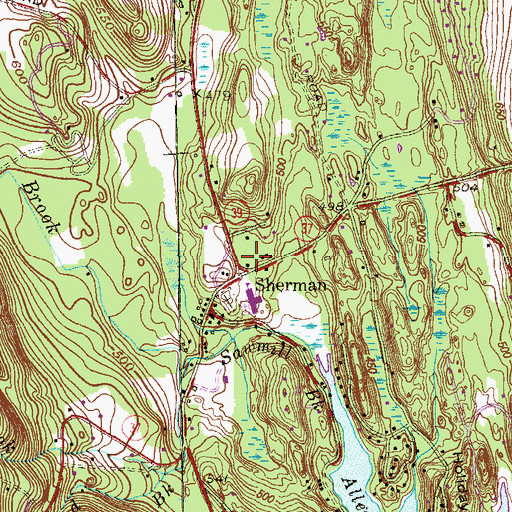Topographic Map of Sherman Library, CT