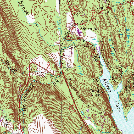Topographic Map of Sherman Post Office, CT