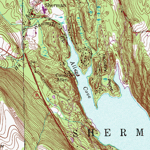 Topographic Map of Sherman Town Park, CT
