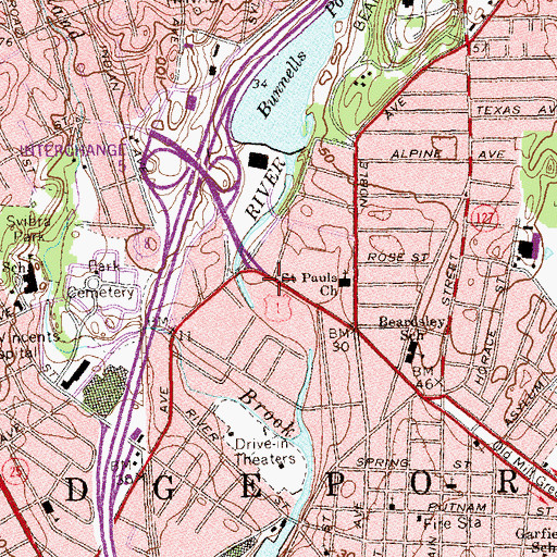Topographic Map of Shoppers Plaza Shopping Center, CT