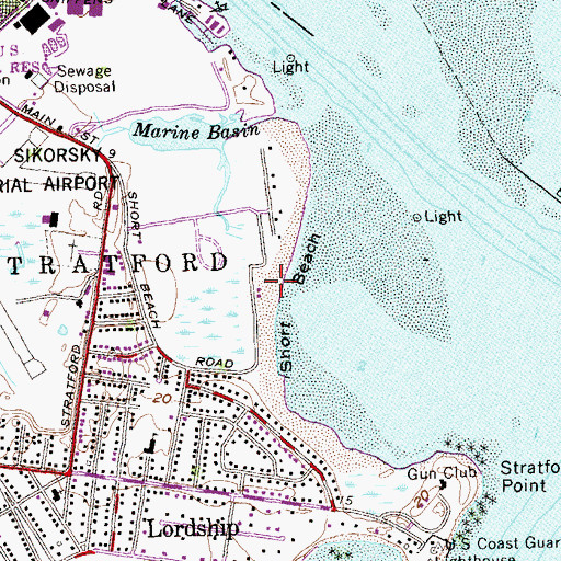 Topographic Map of Short Beach Park, CT