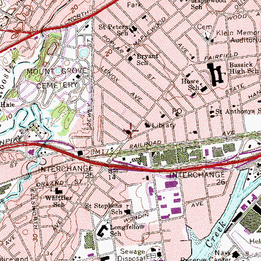 Topographic Map of Silliman Memorial Baptist Church, CT
