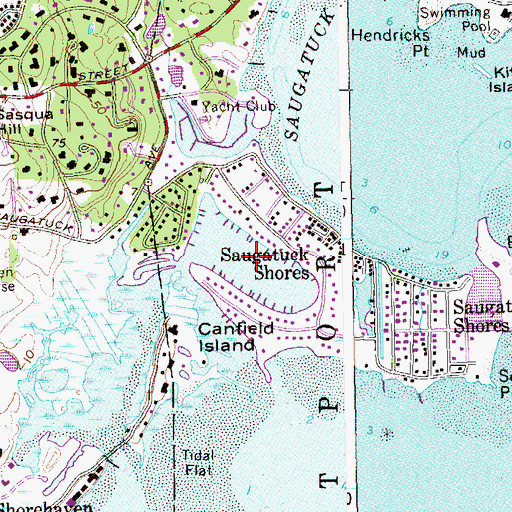 Topographic Map of Smith Beach Harbor, CT