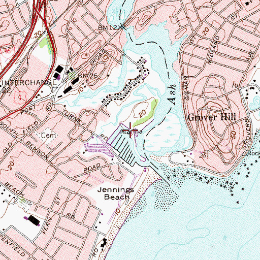 Topographic Map of South Benson Marina, CT