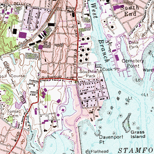 Topographic Map of South End, CT