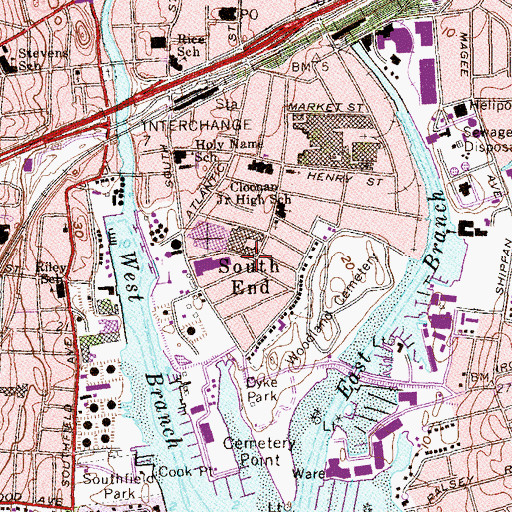 Topographic Map of South End Historic District, CT