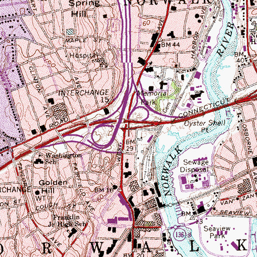 Topographic Map of South Main and Washington Street Historic District, CT