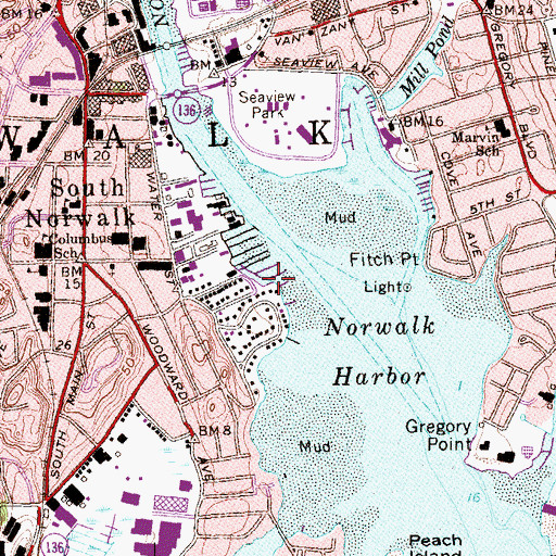 Topographic Map of South Norwalk Boat Club, CT