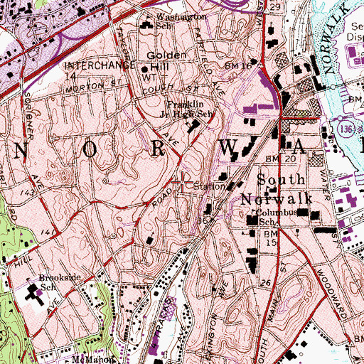 Topographic Map of South Norwalk Station (historical), CT
