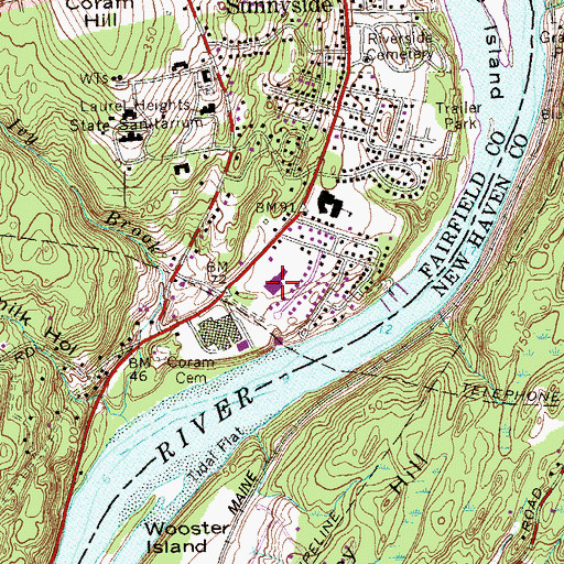 Topographic Map of South Side Plaza Shopping Center, CT