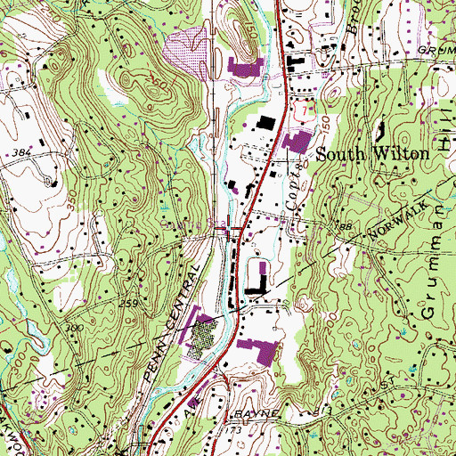 Topographic Map of South Wilton Station, CT
