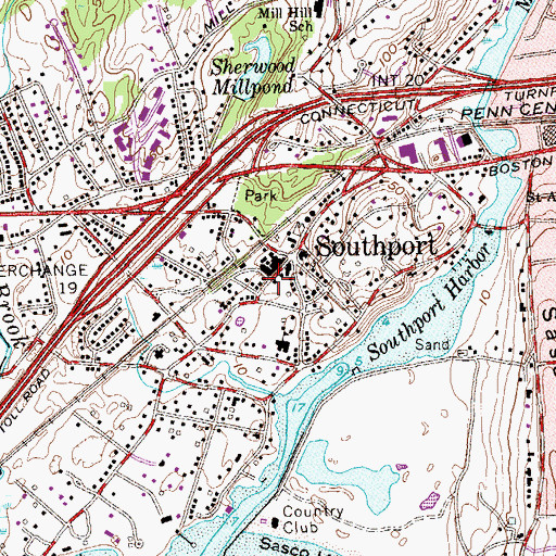 Topographic Map of Southport Post Office, CT