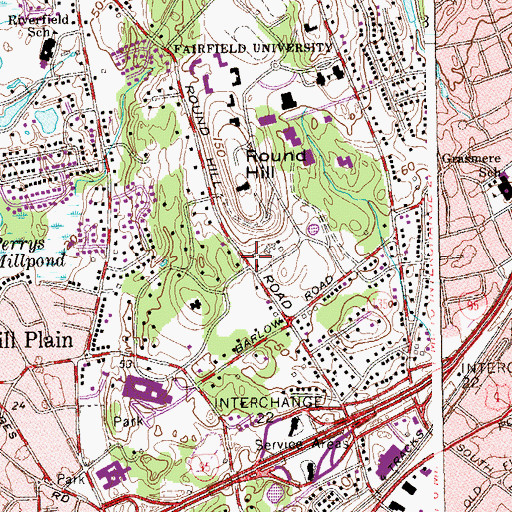 Topographic Map of Southwell Hall, CT