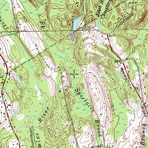 Topographic Map of Spectacle Swamp, CT