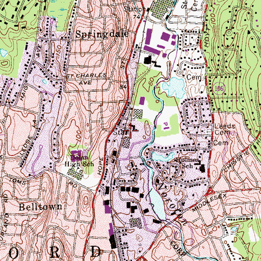 Topographic Map of Springdale Station, CT