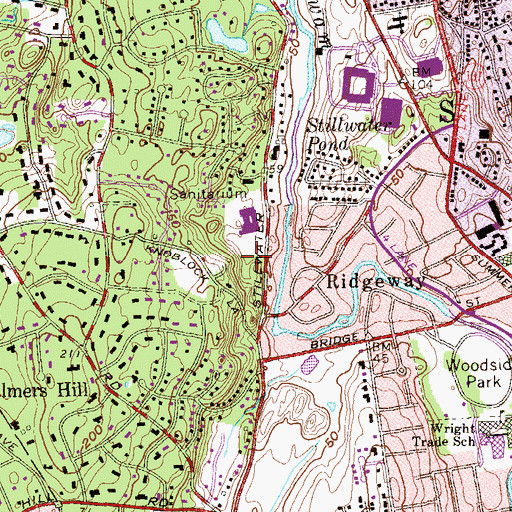 Topographic Map of Stamford Hall, CT