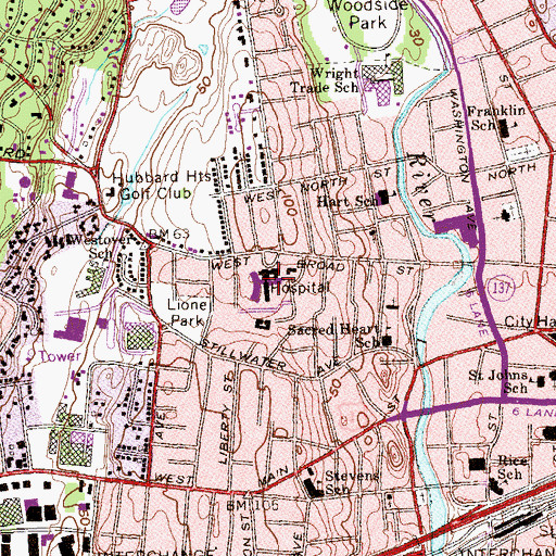 Topographic Map of Stamford Hospital, CT