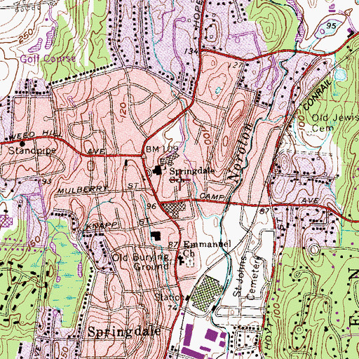 Topographic Map of Stamford Post Office, CT