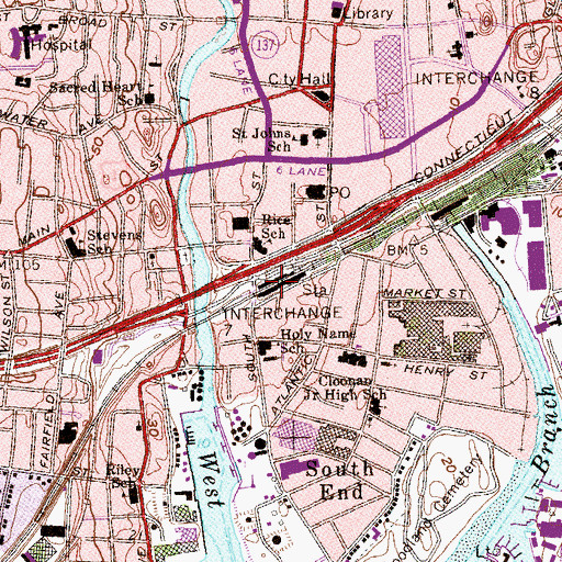 Topographic Map of Stamford Station, CT