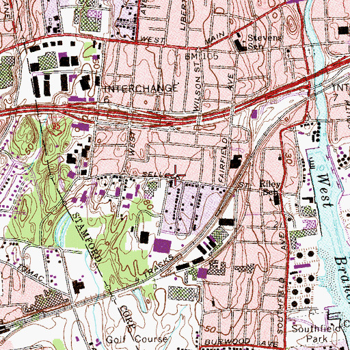 Topographic Map of Stamford United Christian Church, CT