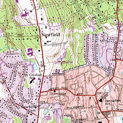 Topographic Map of Sterling Farms Golf Club, CT