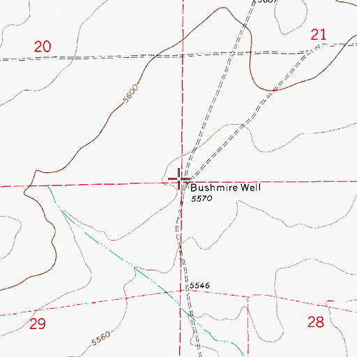 Topographic Map of Bushmire Well, CO