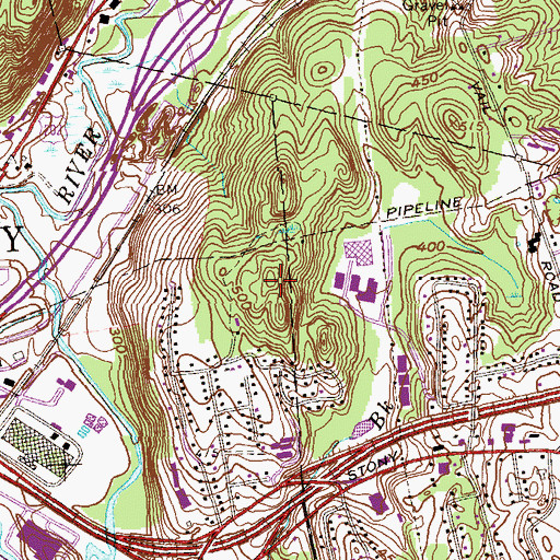 Topographic Map of Stony Hill, CT