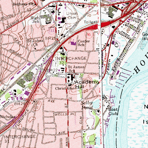 Topographic Map of Stratford Historical Academy, CT