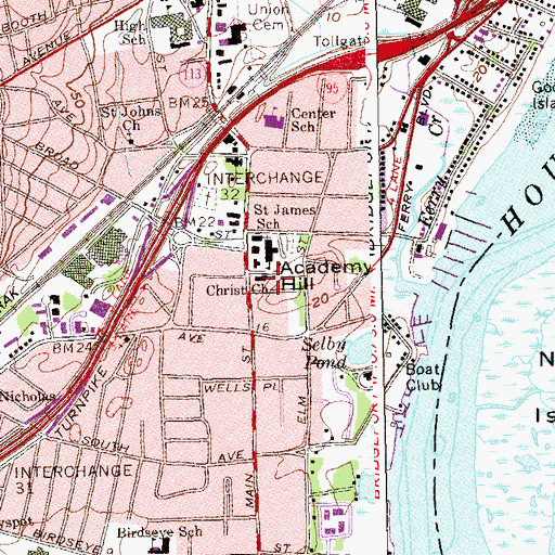 Topographic Map of Stratford Historical Society Library, CT
