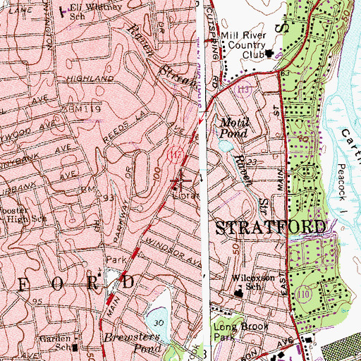 Topographic Map of Stratford Library Association, CT