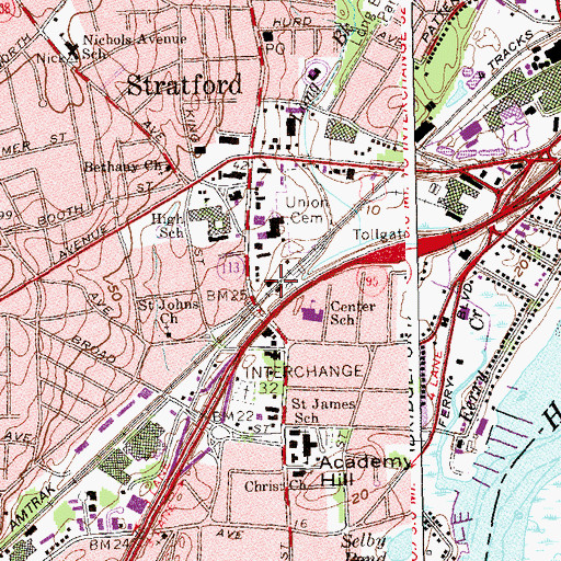 Topographic Map of Stratford Station, CT