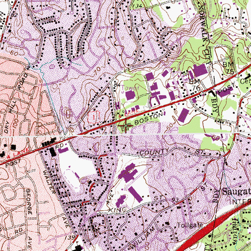 Topographic Map of Strawberry Hill Shopping Center, CT