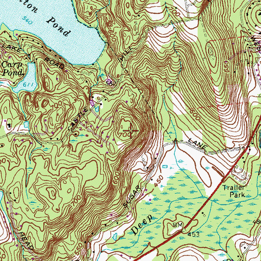 Topographic Map of Sugar Hill, CT