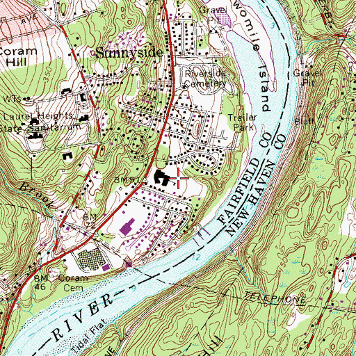 Topographic Map of Sunnyside Field, CT