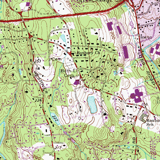 Topographic Map of Temple Beth El, CT