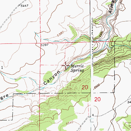 Topographic Map of Merrit Spring, CO