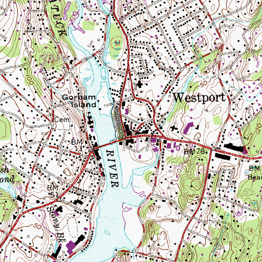 Topographic Map of The Market Place Shopping Center, CT