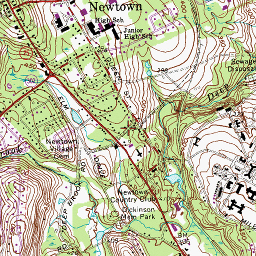 Topographic Map of The Village Square Shopping Center, CT