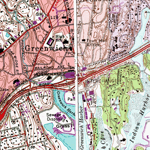 Topographic Map of Thru-Way Shopping Center, CT