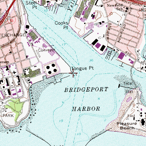 Topographic Map of Tongue Point Lighthouse, CT