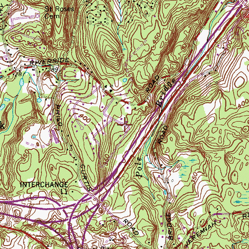 Topographic Map of Treadwell Memorial Park, CT