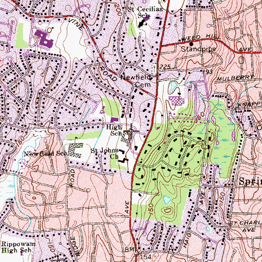 Topographic Map of Trinity Catholic High School, CT