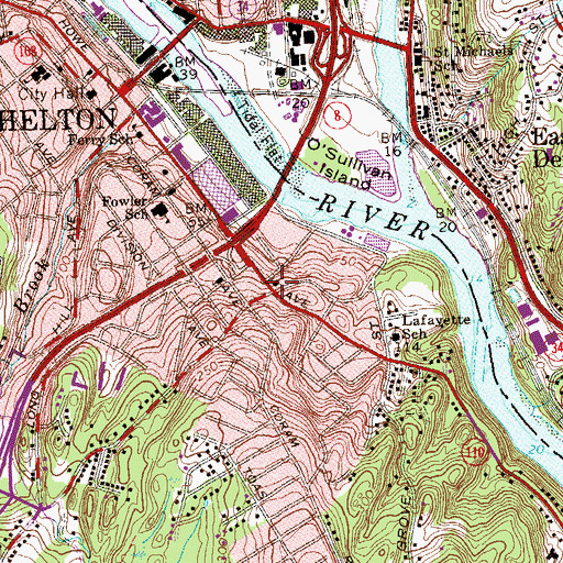 Topographic Map of Trinity Lutheran Church, CT