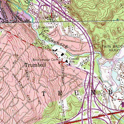 Topographic Map of Trumbull Congregational Church, CT