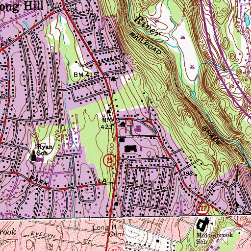 Topographic Map of Trumbull Library, CT
