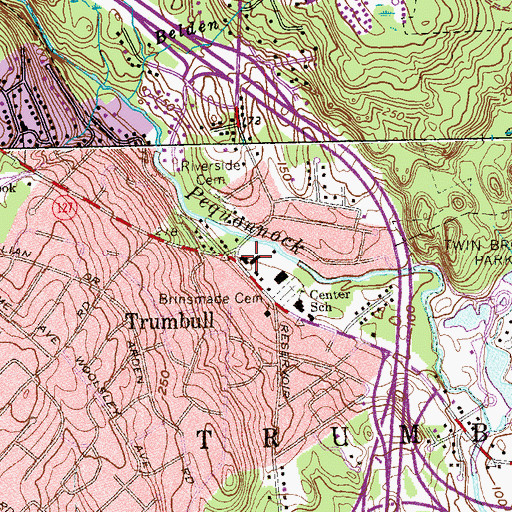 Topographic Map of Trumbull Park Business Center Shopping Center, CT