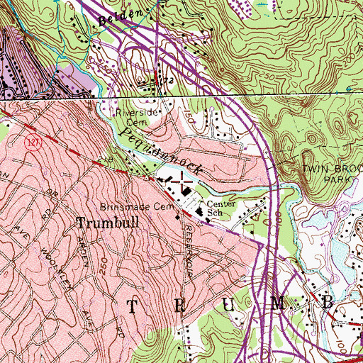 Topographic Map of Trumbull Shopping Center, CT