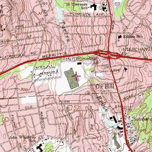 Topographic Map of Trumbull Shopping Park Shopping Center, CT