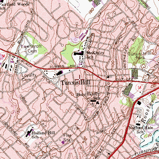 Topographic Map of Tunxis Hill, CT
