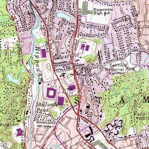 Topographic Map of Turn of River Branch Stamford Public Library, CT